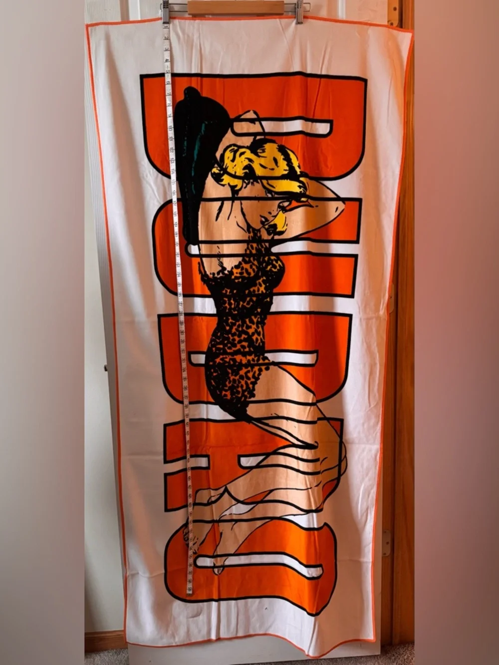 Orange Vintage Pinup Beach Towel by